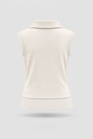 Convertible Collar Golf Vest - Ivory