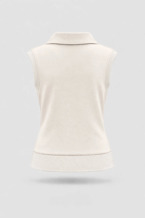 Convertible Collar Golf Vest - Ivory