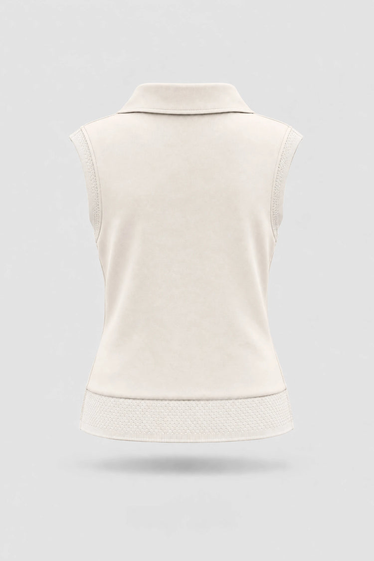 Convertible Collar Golf Vest - Ivory