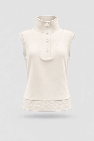 Convertible Collar Golf Vest - Ivory