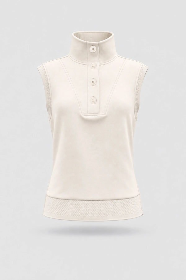 Convertible Collar Golf Vest - Ivory