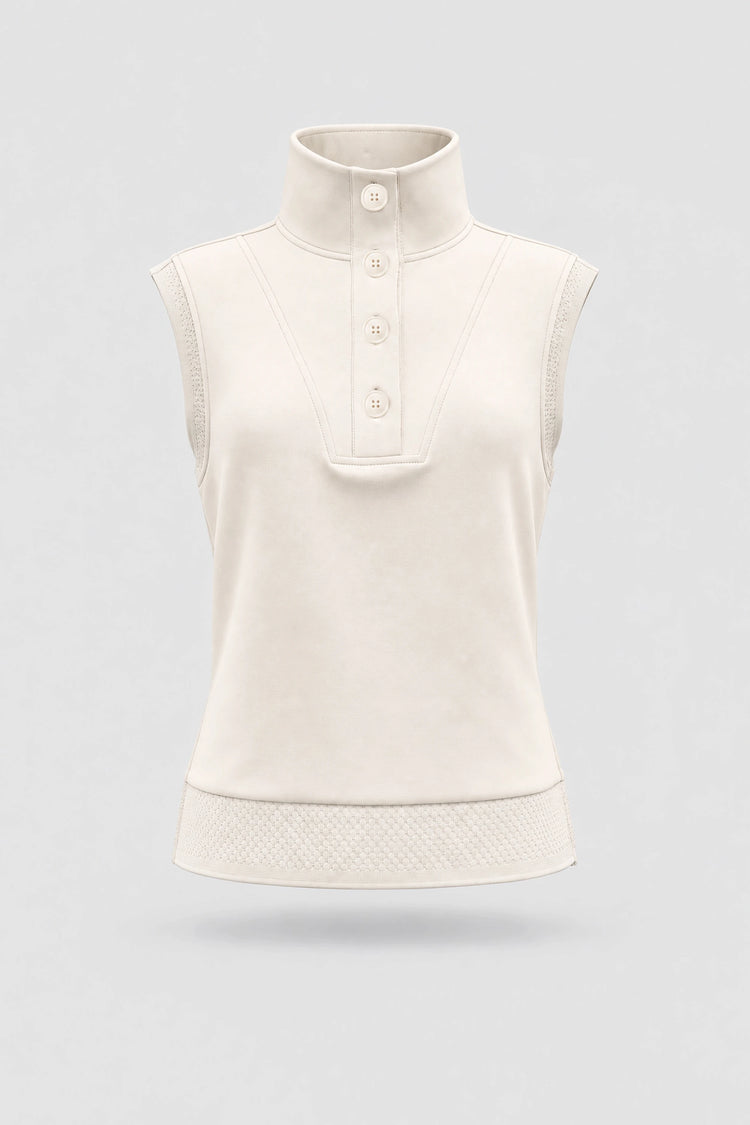 Convertible Collar Golf Vest - Ivory