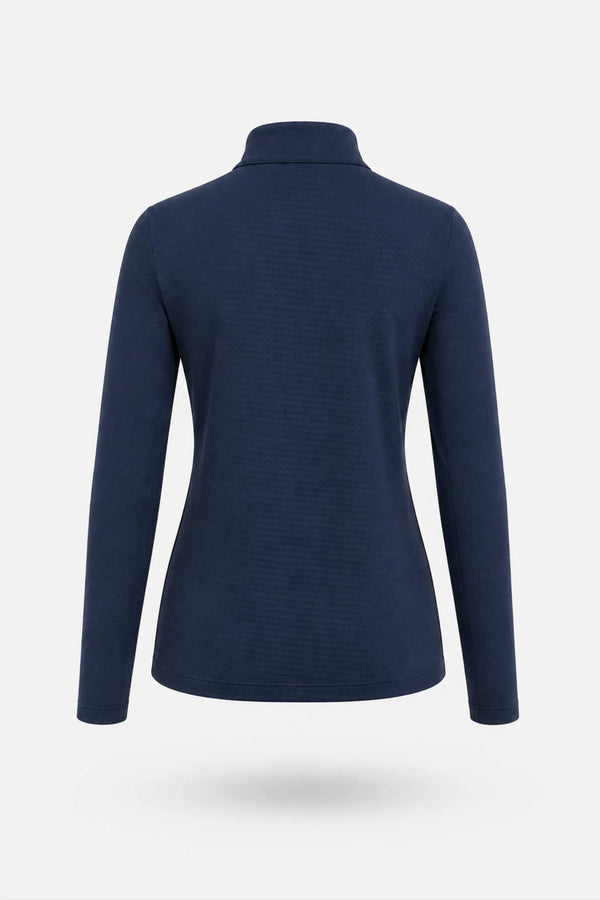 The Long Sleeve Zip Neck Golf Top - Navy