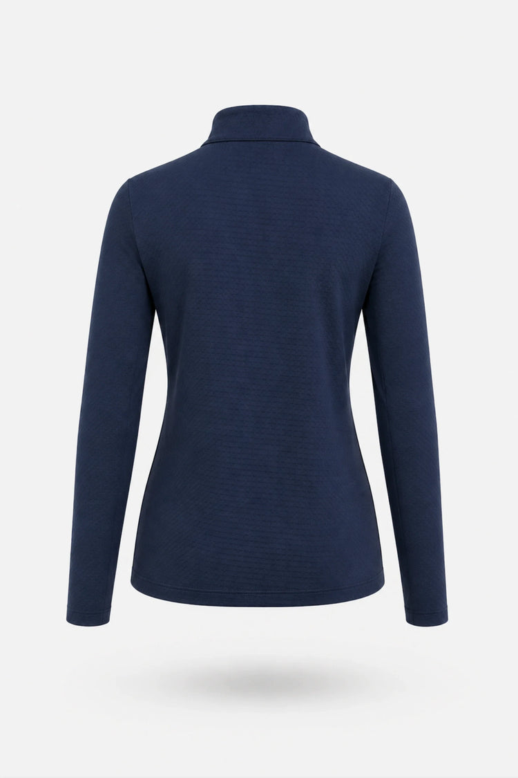 The Long Sleeve Zip Neck Golf Top - Navy