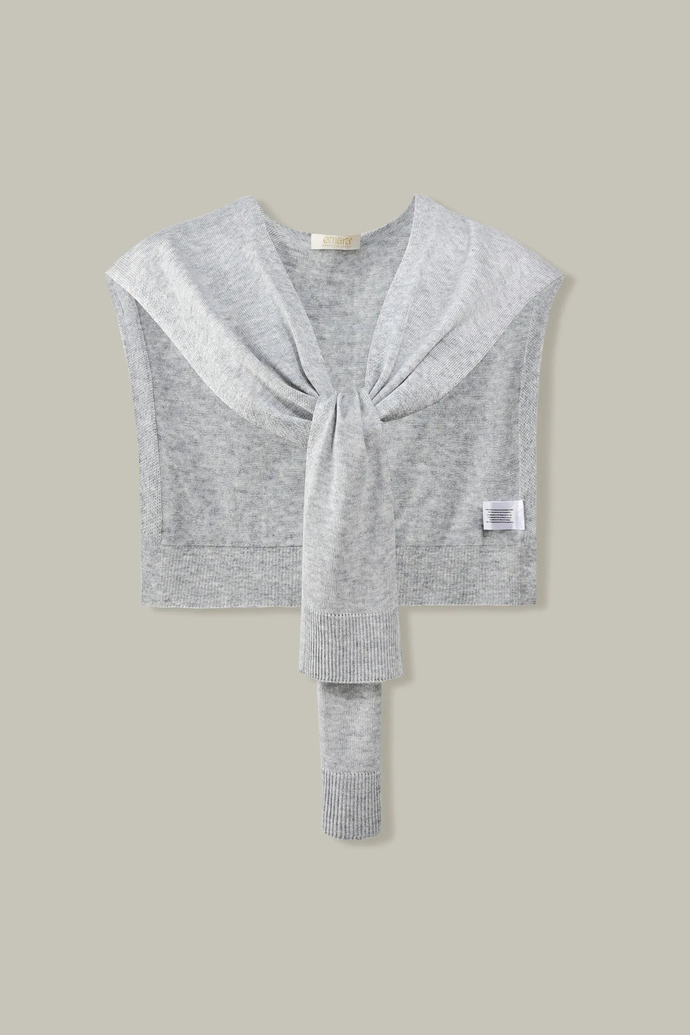 Knit Tie Wrap Shawl - Light Heather Grey
