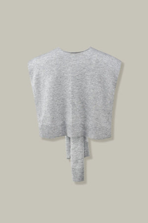Knit Tie Wrap Shawl - Light Heather Grey
