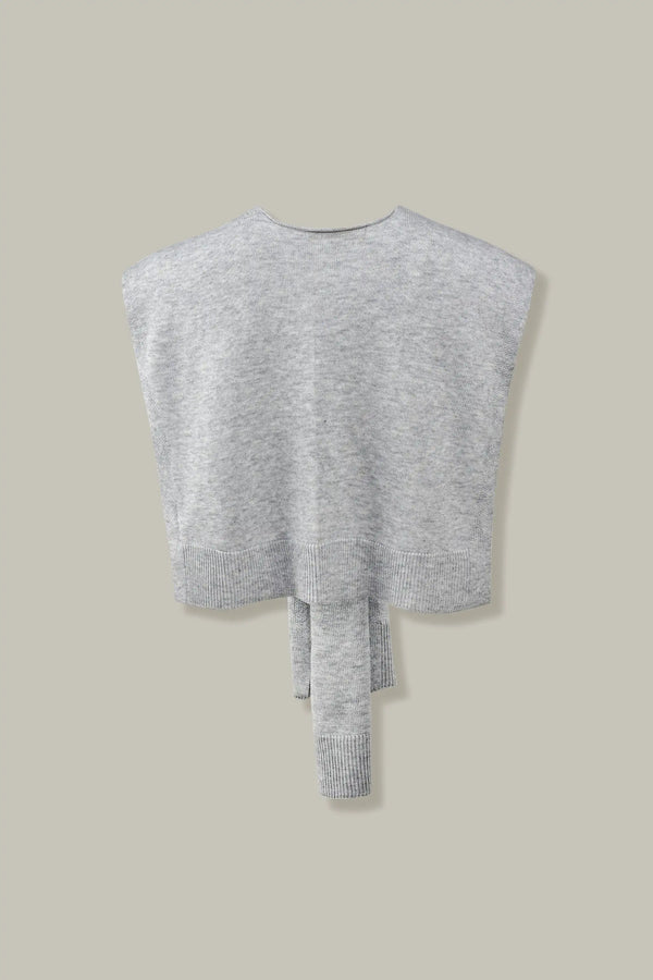 Knit Tie Wrap Shawl - Light Heather Grey