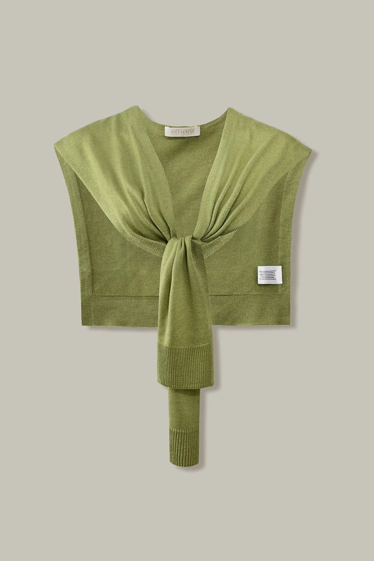 Knit Tie Wrap Shawl - Sage Olive