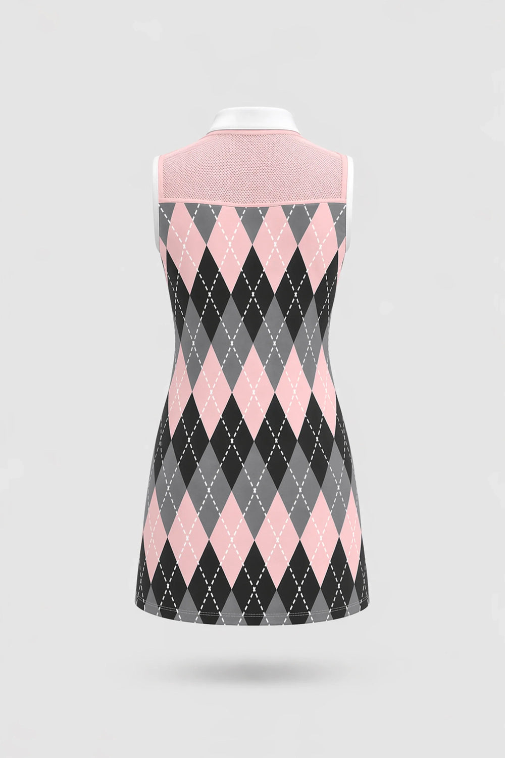 The Sleeveless Zip Golf Dress - Argyle
