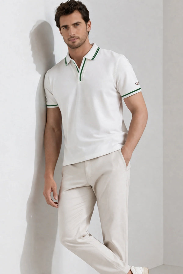 Contrast Trim Performance Polo - Optic White