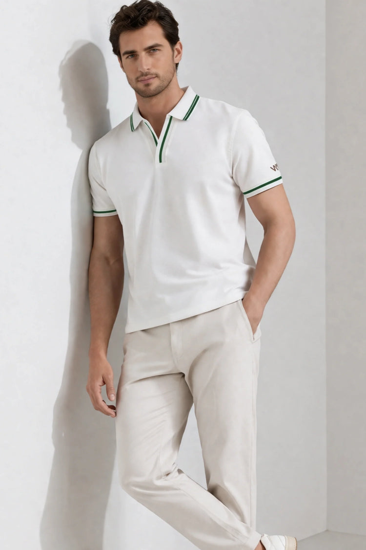 Contrast Trim Performance Polo - Optic White