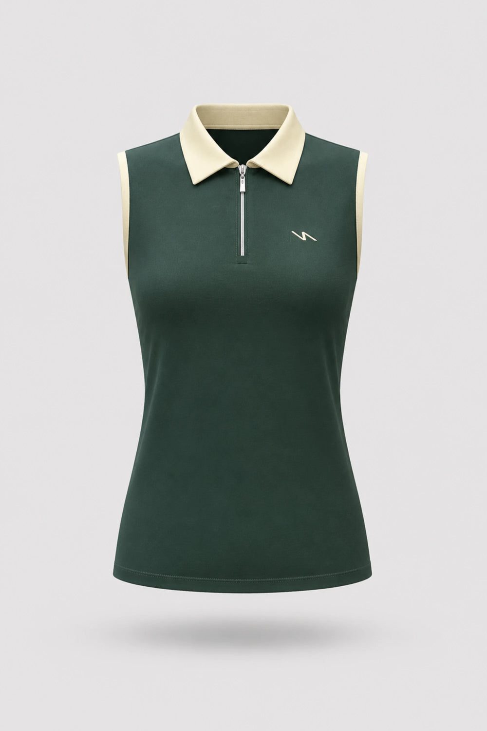 The Sleeveless Zip Neck Golf Polo - Evergreen