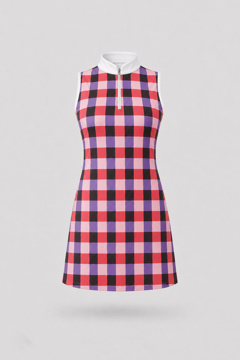 The Sleeveless Zip Golf Dress - Match Plaid