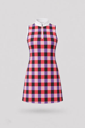 The Sleeveless Zip Golf Dress - Match Plaid