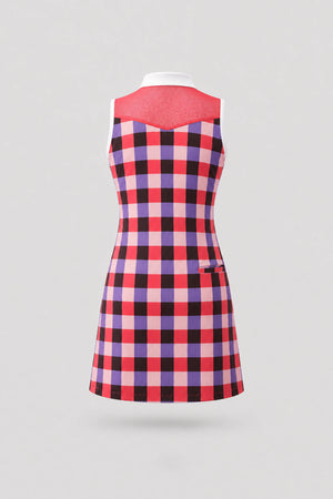 The Sleeveless Zip Golf Dress - Match Plaid