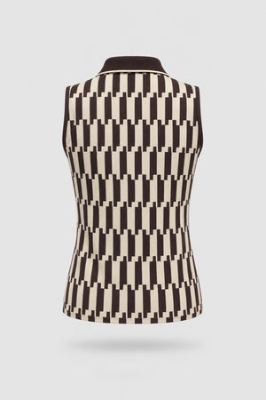 The Sleeveless Zip Neck Golf Polo - Verona Print