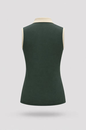 The Sleeveless Zip Neck Golf Polo - Evergreen