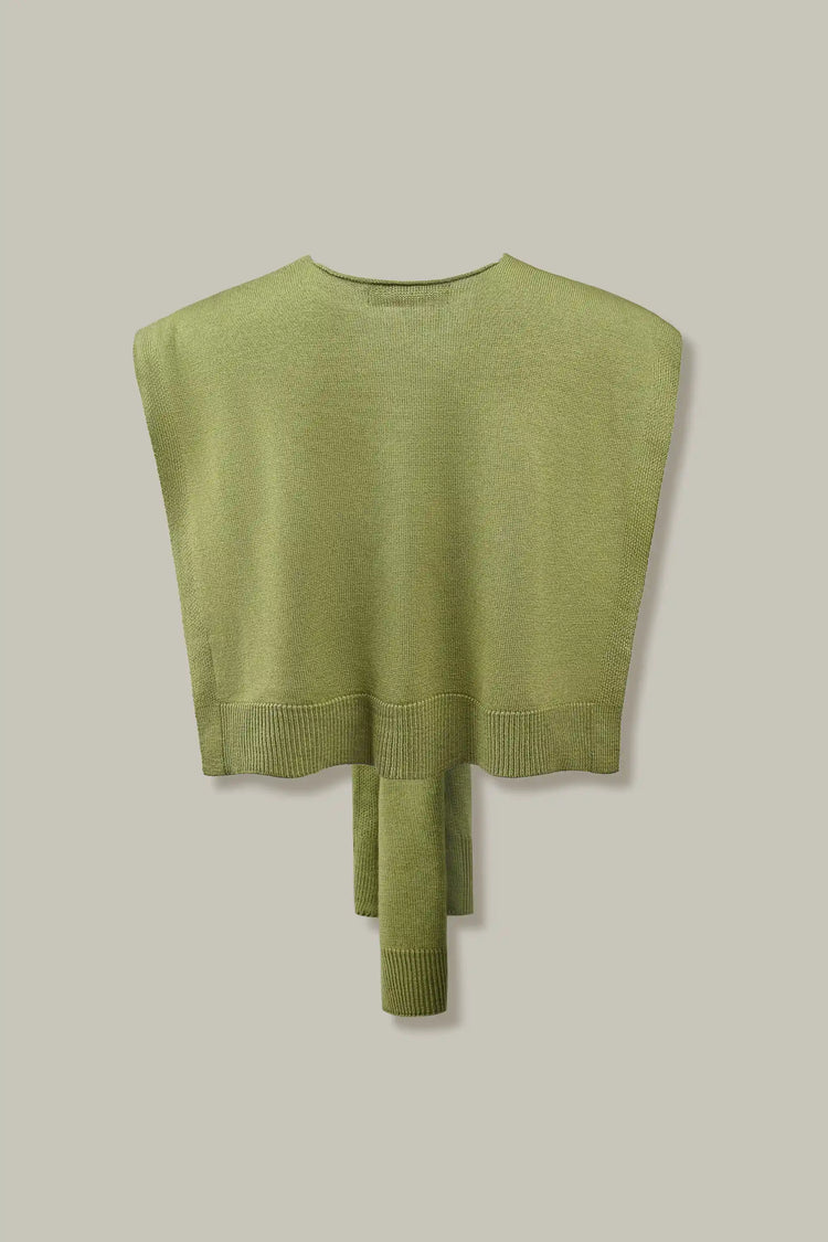 Knit Tie Wrap Shawl - Sage Olive