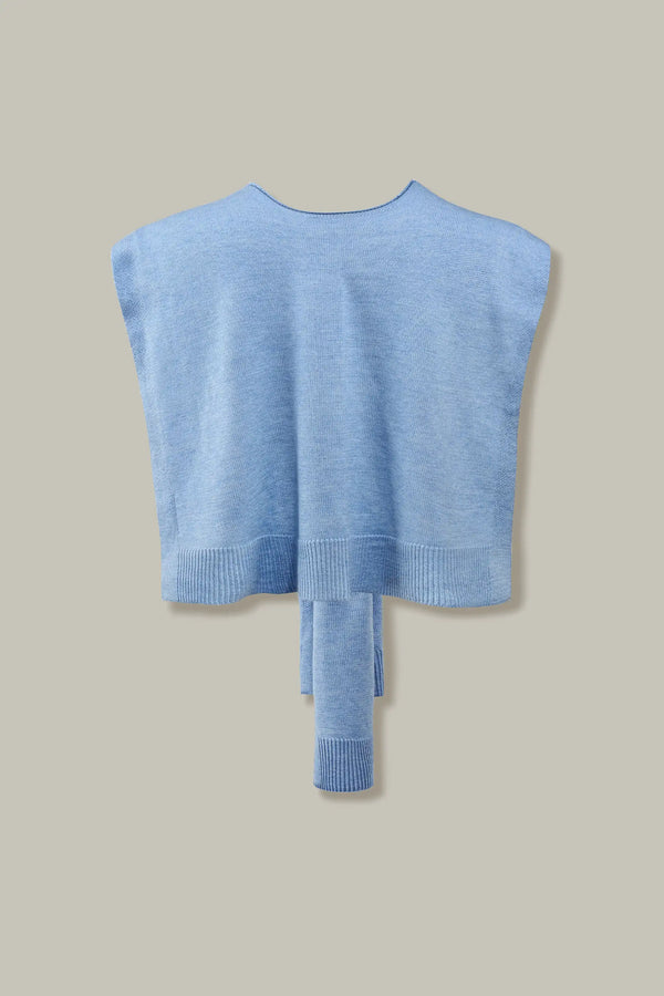 Knit Tie Wrap Shawl - Soft Sky Blue