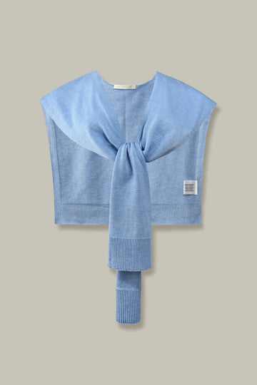 Knit Tie Wrap Shawl - Soft Sky Blue