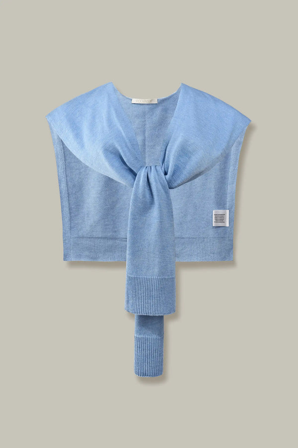 Knit Tie Wrap Shawl - Soft Sky Blue