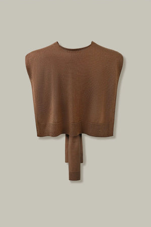 Knit Tie Wrap Shawl - Cocoa Brown