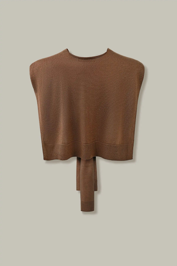 Knit Tie Wrap Shawl - Cocoa Brown