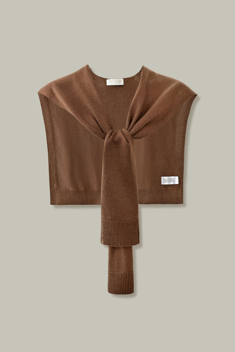 Knit Tie Wrap Shawl - Cocoa Brown