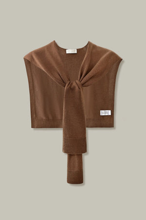 Knit Tie Wrap Shawl - Cocoa Brown