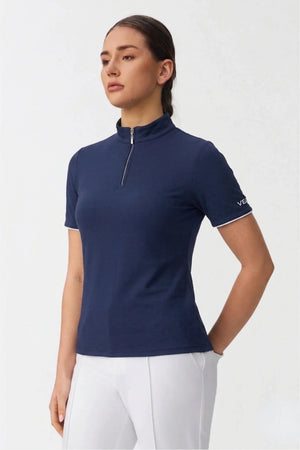 The Contour Zip Neck Top - Navy