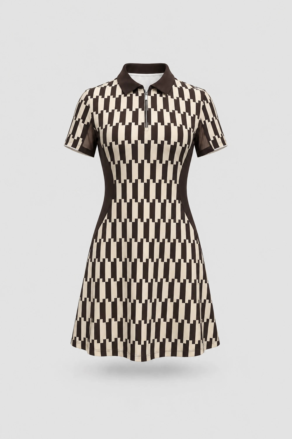 The Contour Zip Polo Golf Dress - Verona Print