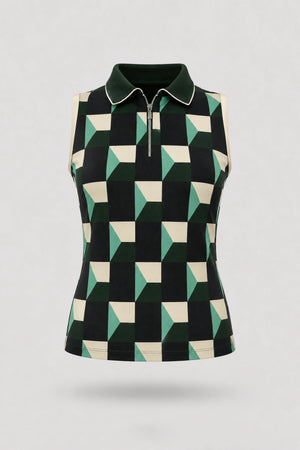 The Sleeveless Zip Neck Golf Polo - Club Geo