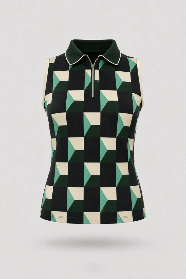 The Sleeveless Zip Neck Golf Polo - Club Geo