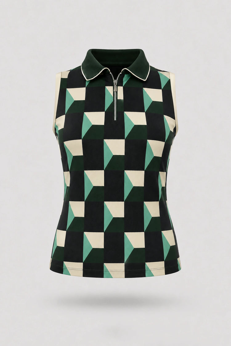 The Sleeveless Zip Neck Golf Polo - Club Geo