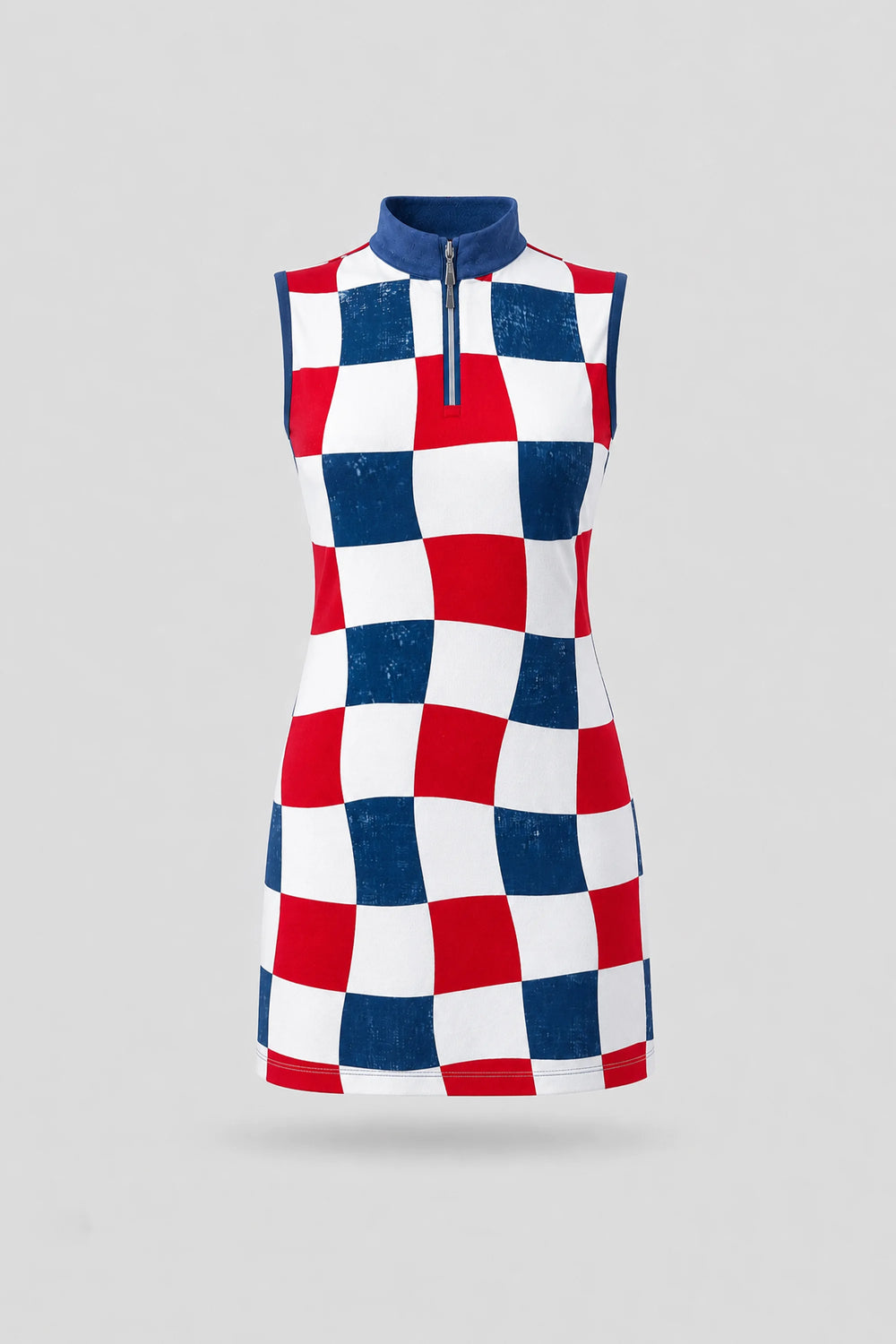 The Sleeveless Zip Golf Dress - Liberty Check