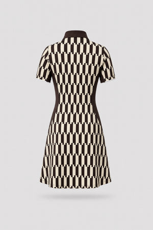 The Contour Zip Polo Golf Dress - Verona Print