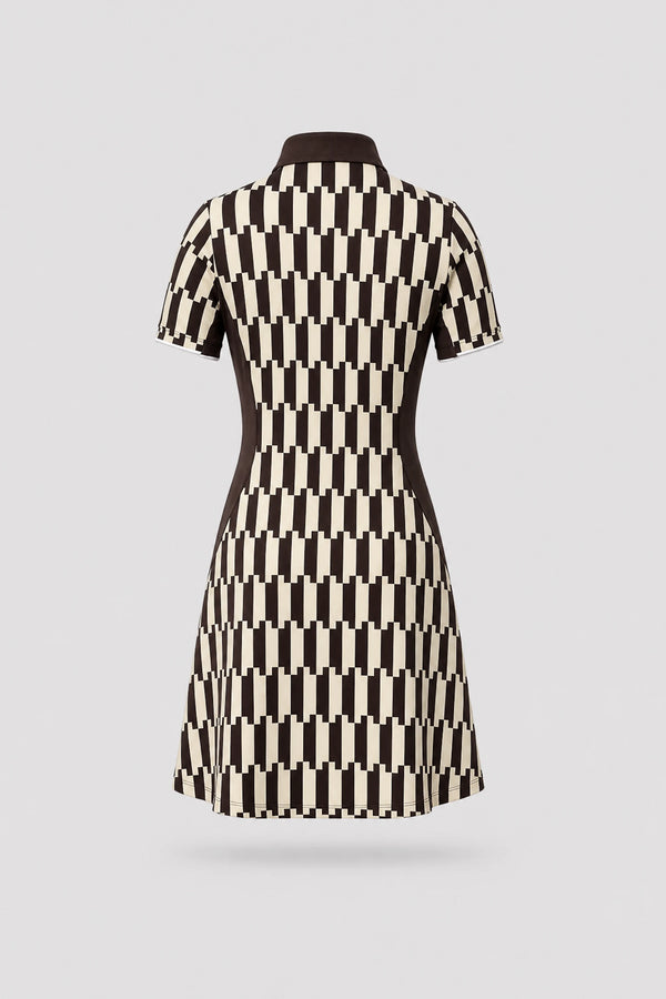 The Contour Zip Polo Golf Dress - Verona Print