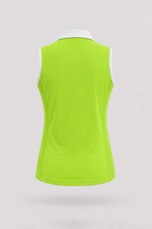 The Sleeveless Zip Neck Golf Polo - Volt Green