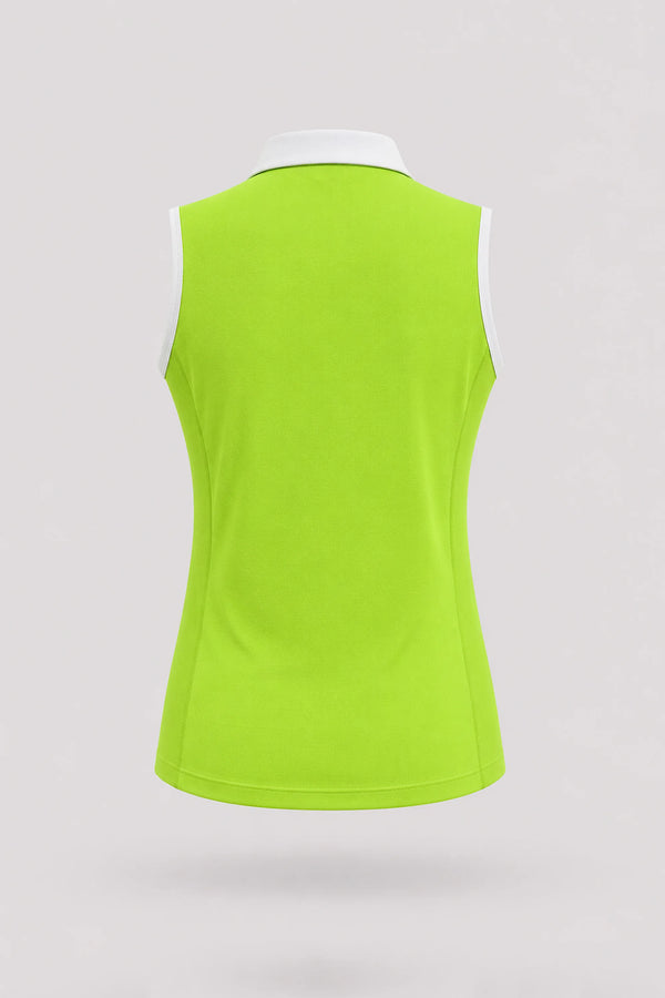 The Sleeveless Zip Neck Golf Polo - Volt Green