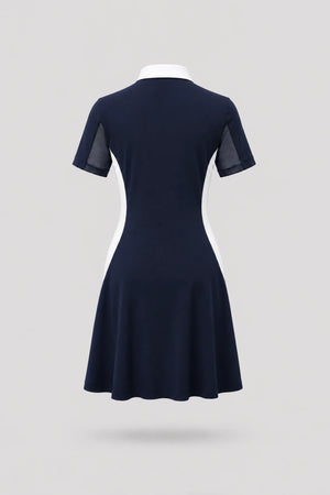The Contour Zip Polo Golf Dress - Midnight Navy