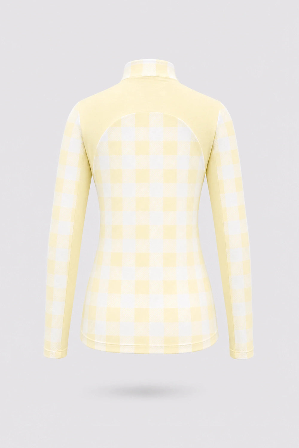 The Long Sleeve Zip Neck Golf Top - Yellow Gingham