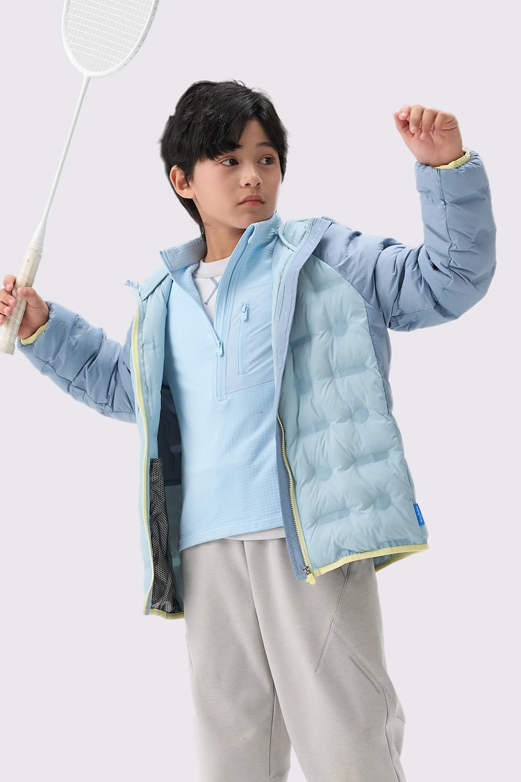 Quick-Dry Grid Fleece Pullover - Dusty Blue