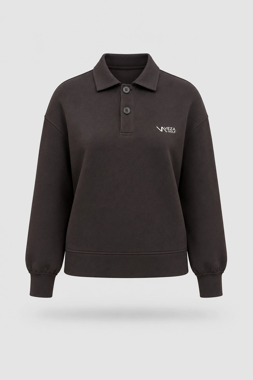 The Sculpt Knit Polo Sweatshirt - Coffee
