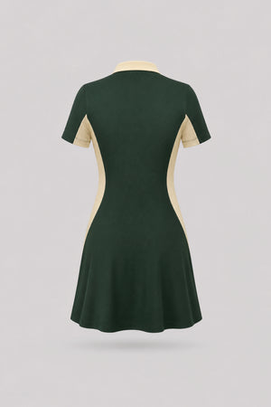 The Contour Zip Polo Golf Dress - Evergreen
