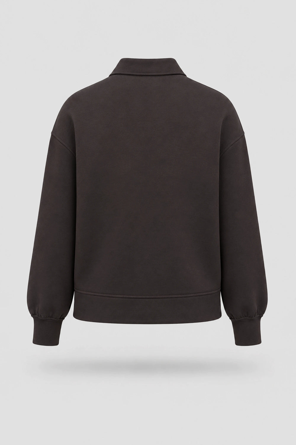 The Sculpt Knit Polo Sweatshirt - Coffee