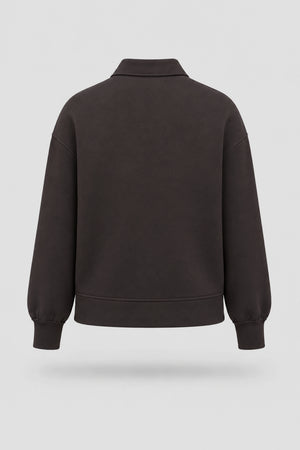 The Sculpt Knit Polo Sweatshirt - Coffee