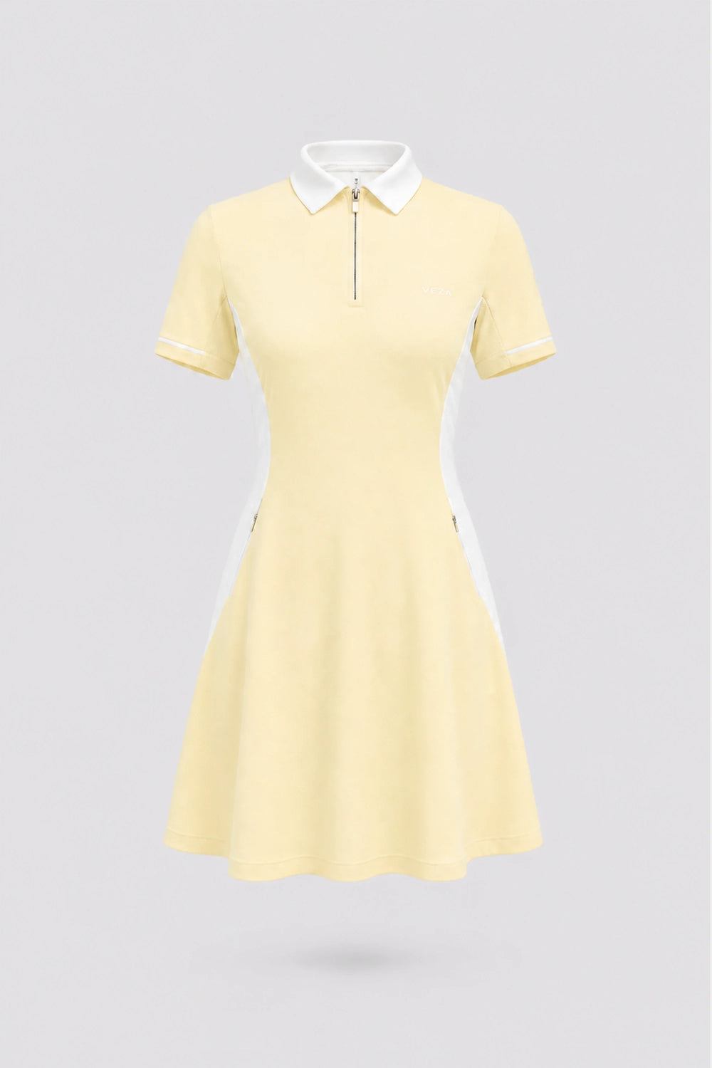 The Contour Zip Polo Golf Dress - Yellow