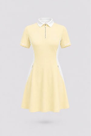The Contour Zip Polo Golf Dress - Yellow