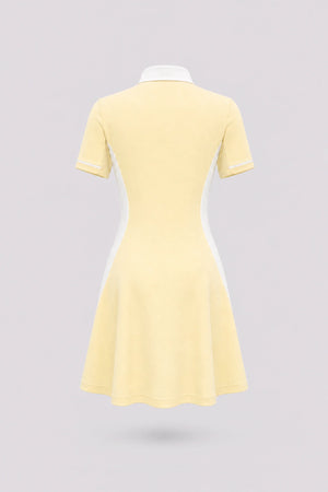 The Contour Zip Polo Golf Dress - Yellow