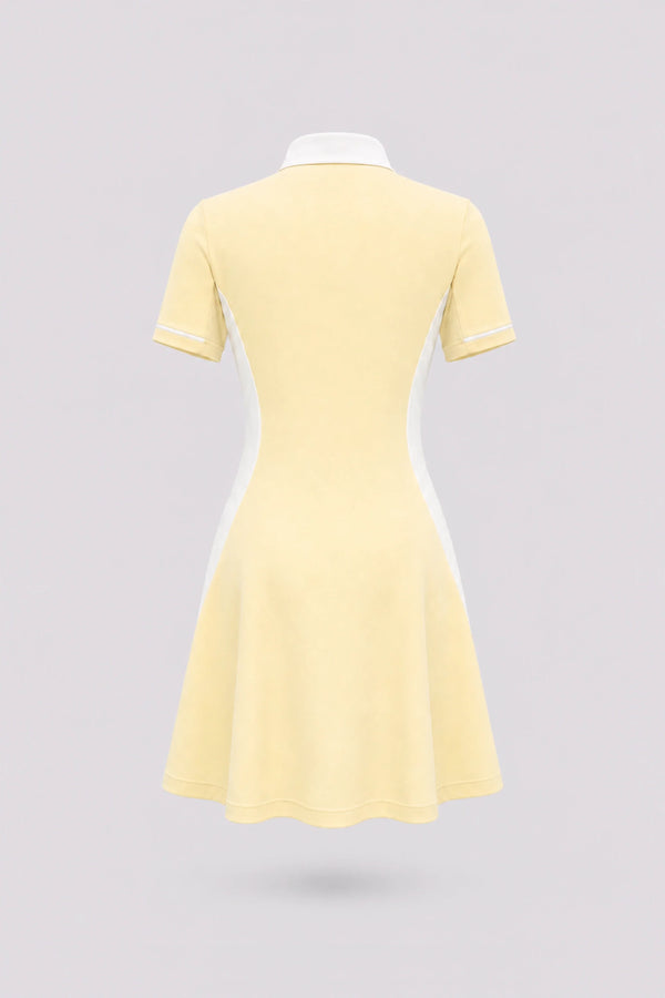 The Contour Zip Polo Golf Dress - Yellow
